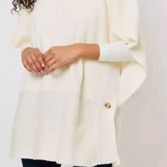 LOFT Poncho Sweater Women Size XS/ S Off White Boxy - Picture 2 of 11